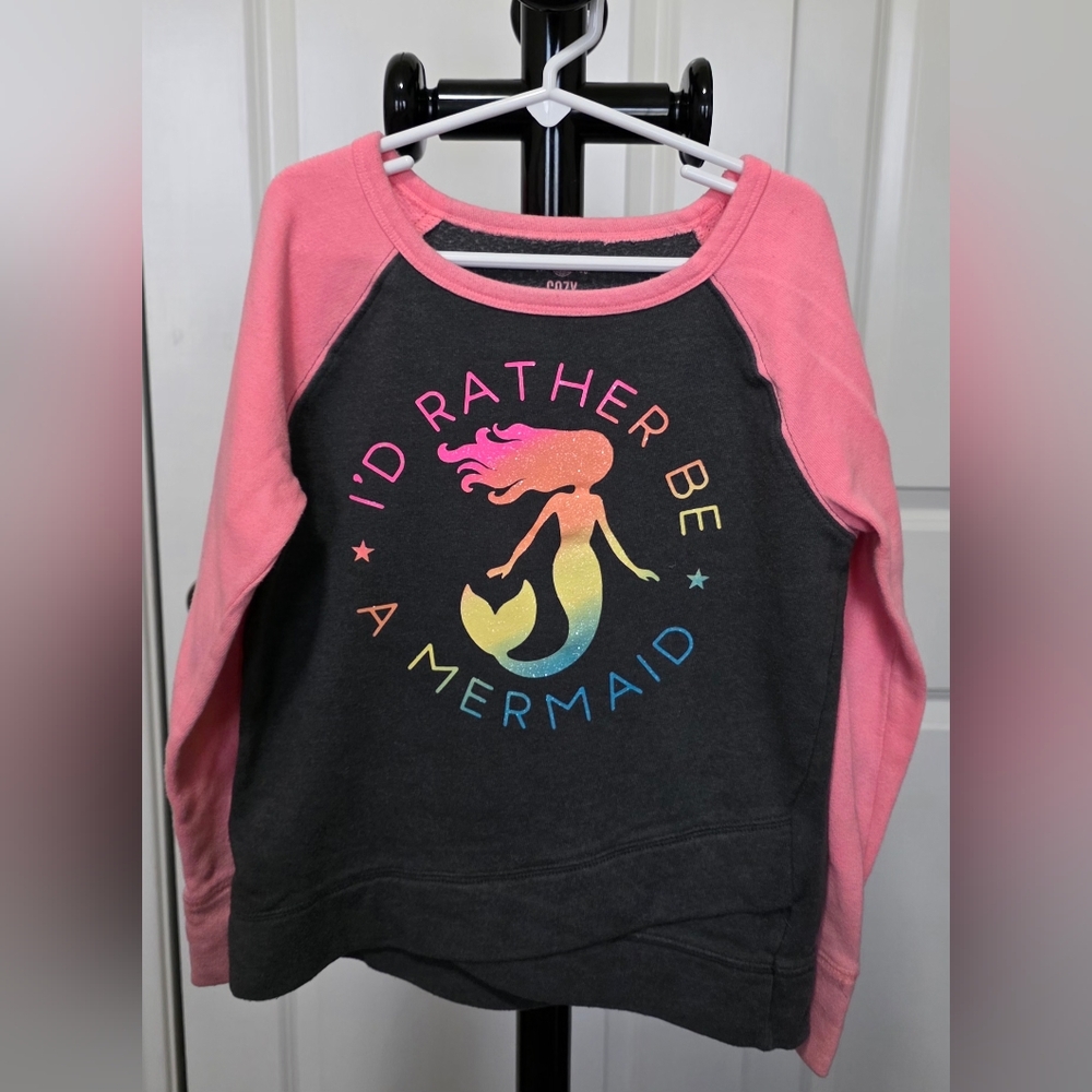 Pink and Gray Mermaid Kids Sweater